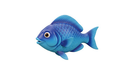Cartoon Blue Fish Swims Seamlessly, Transparent Background Image