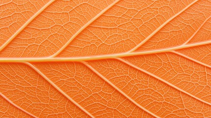 Obraz premium Abstract Unique Macro Image Concept. Close-Up of an Orange Leaf Showing Intricate Veins and Textures on Natural Background