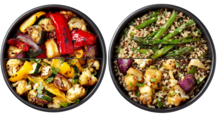 Two bowls of colorful vegetables, a vibrant and healthy meal choice for delicious nutritious dining.