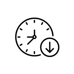 Fototapeta premium Clock icon with download arrow for timesensitive downloads and content