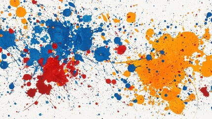 Fototapeta premium Abstract Unique Macro Image Concept. Colorful Abstract Splash Art with Blue, Red, and Orange Paints on White Background