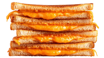 Stacked grilled cheese sandwiches with overflowing melted cheese, a delicious comfort food.