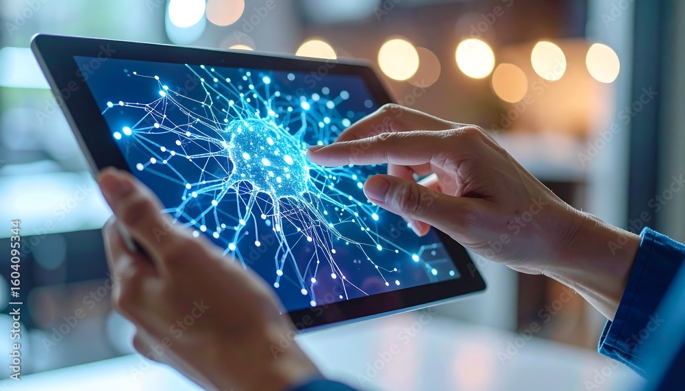 Aufkleber exploring neural network ai on tablet device for artificial intelligence research and development