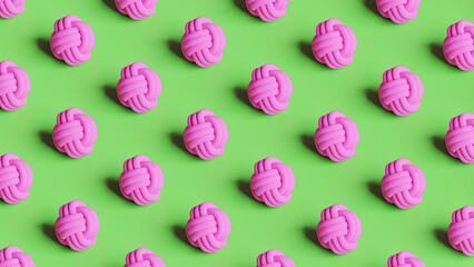 abstract background wallpaper, 3d rendering of pink fabric knot on green background