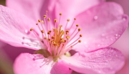 Obraz premium Beautiful pink cherry blossom flower close up macro photography spring nature bloom petal