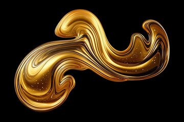 Golden liquid swirl on black background