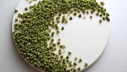 Green triangles on white disc