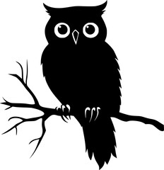 Owl bird black silhouette vector illustration