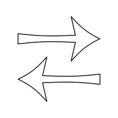 A horizontal black arrow icon indicating back and forth or exchange. This symbol is often used to indicate transfer, data exchange, synchronization, navigation, change of direction, or conversion.