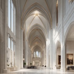 Grand cathedral nave, light-filled and spacious