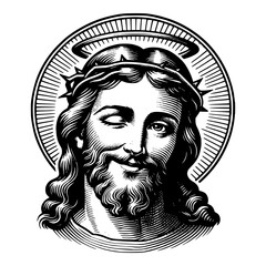 Jesus Christ Winking, Vector Illustration.