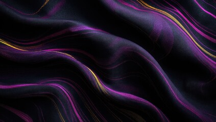 Obraz premium Dark fabric with swirling, purple-pink, and gold patterns