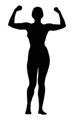Silhouette of strong woman flexing muscles fitness body positive empowerment female health vector