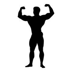 Fototapeta premium Bodybuilder silhouette vector art: muscular man posing, fitness training, and bodybuilding pose design