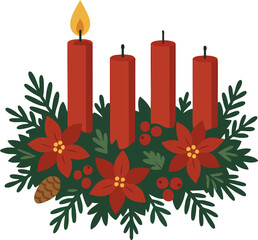 Advent wreath with one lit candle symbolizing the first Sunday of Advent