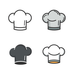 Chef Hat Vector Illustration Set in Different Styles and Colors