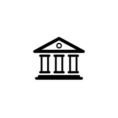 Bank or government building icon with three columns and triangular roof