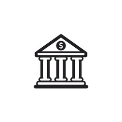 Bank or government building icon with three columns and triangular roof