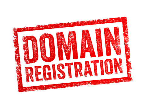 Bold stamp-style text reading Domain Registration, symbolizing the process of securing a unique web address. Represents online identity, website setup, and digital presence activation