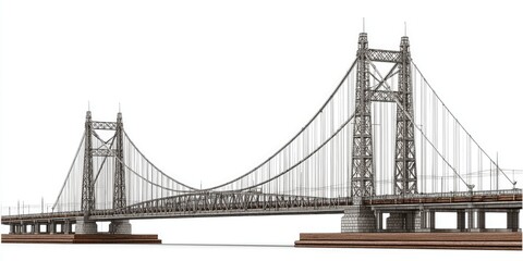 Obraz premium Steel suspension bridge spans