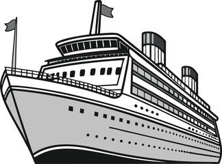 Fototapeta premium large cruise ship vector illustration for tourism and sea travel themes