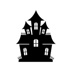 Spooky Haunted House Silhouette for Halloween Decoration and Party Invitation