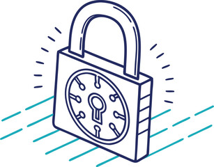 secure lock symbol for cybersecurity and data protection with transparent background