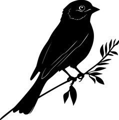 Sparrow bird black silhouette vector illustration