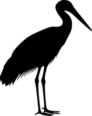Stork bird black silhouette vector image