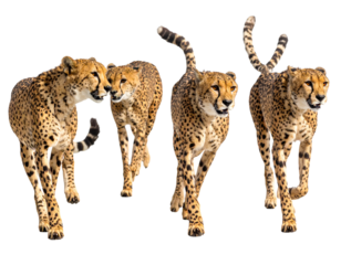 Cheetahs in Motion on Isolated Background