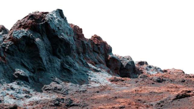 Rock formation shows textured surface against transparent background.