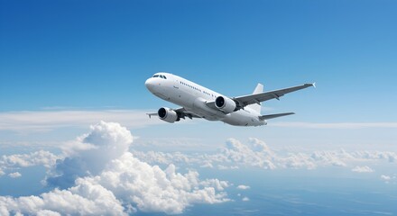 Airplane Soaring Above Clouds, A Stunning Aerial View