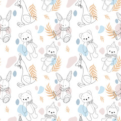 Childrens pattern with drawings of toys. Vector illustration