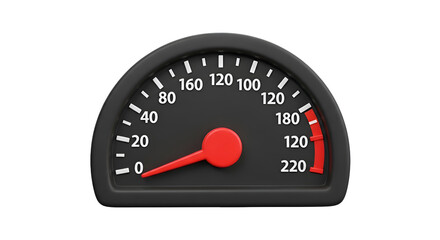 Speedometer Gauge Shows Speed with Transparent Background,  Digital Dial Design with Red Needle,  Illustrative Graphic Resource for UI
