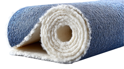 Rolled Rug: A close-up shot of a rolled-up rug, revealing its textures and inviting touch, this image exudes comfort and invites a tactile experience. 