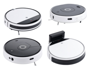 Modern Robotic Vacuum Cleaner on Isolated Background