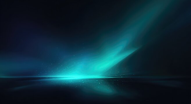 Teal light streaks across a dark background