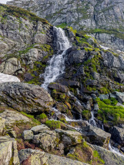 waterfall on a rocky mountainside