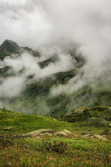 Clouds filling the valley in the mountains