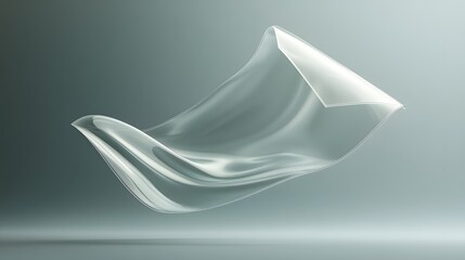 Abstract Transparent Sheet Floating Gracefully Clean Minimalist Design Concept