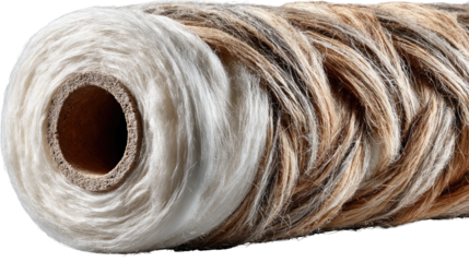 Coiled Fiber: A close-up shot of a tightly coiled fiber reveals its intricate texture, natural colors, and the strength of its interwoven strands.