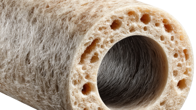 Close-up Bone Section: A detailed macro shot reveals the intricate internal structure of a bone section.