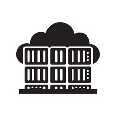 cloud server rack vector silhouette clip art logo design illustration