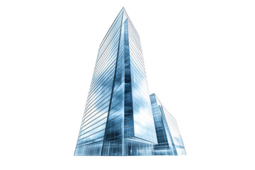 Modern glass skyscraper building with sleek architectural design isolated on transparent background