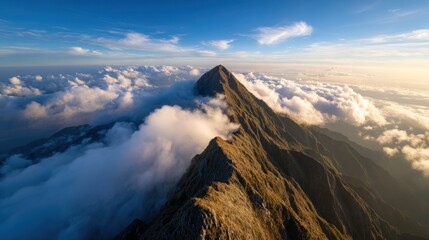 Mountain peak above clouds