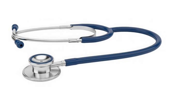 A blue stethoscope isolated on a transparent background