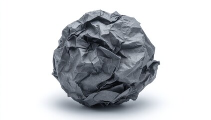 Obraz premium Crumpled gray paper ball on white