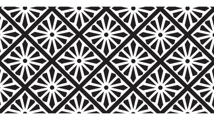 Geometric Patterned Background with Floral Motifs and Diamond Grid, Seamless Decorative Design