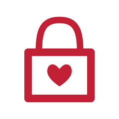 A red padlock icon with a heart inside, symbolizing love, security, privacy, protection, and commitment. Ideal for Valentine's Day designs.