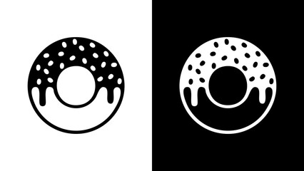 Simple Black and White Donut Icon.